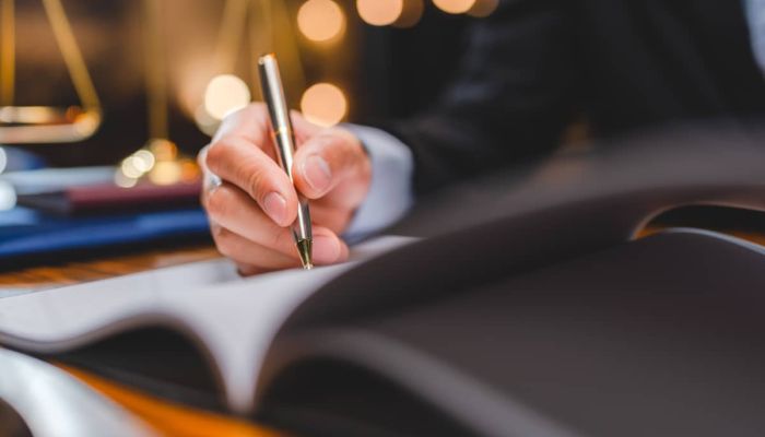 Hand writing in law document
